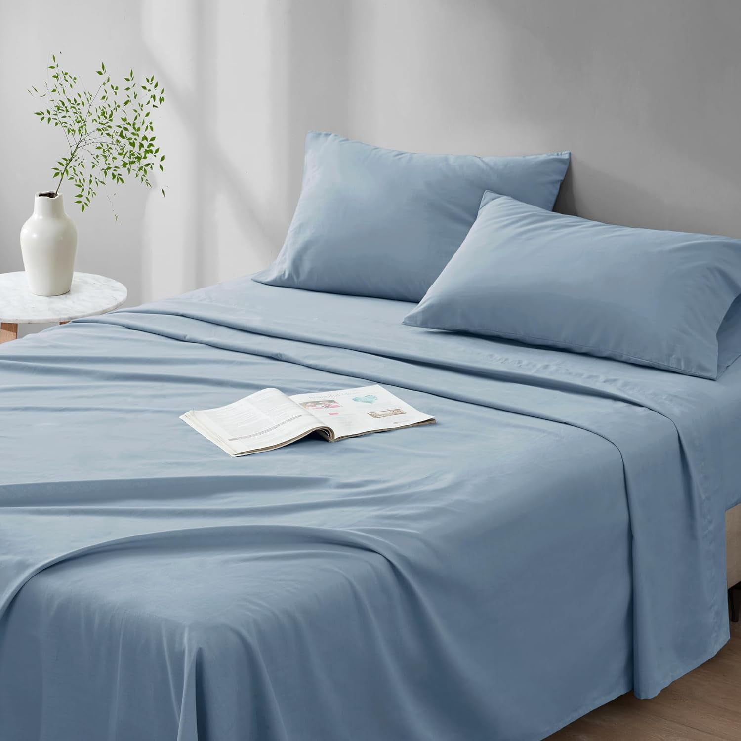 Luxury 100% Cotton Sheet Set - Breathable & Lightweight | Soft Microfiber with 14 Elastic Pocket | Fits up to 16 Mattress | OEKO-TEX Certified | Machine Washable