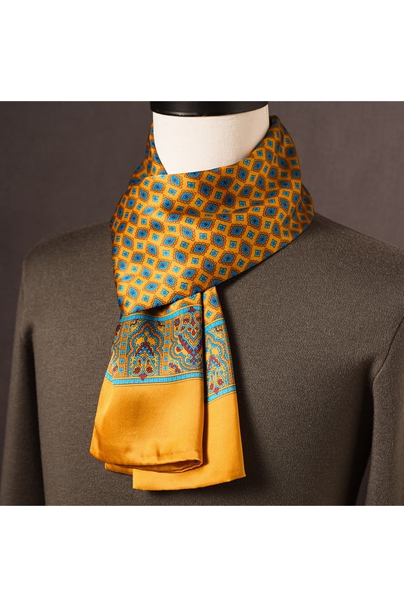 Luxury 100% Silk Scarf for Men - Premium Mulberry Silk Print Neckwear, Business Formal & Casual Accessory,45*45,8