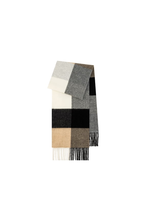 Luxury 100% Wool Plaid Scarf, Extra Plush & Fluffy Winter Wrap 200x30cm,200*30cm,5