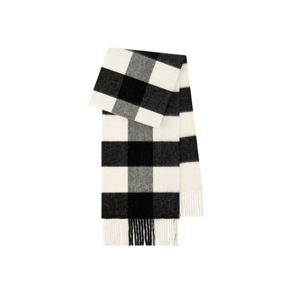 Luxury 100% Wool Plaid Scarf, Extra Plush & Fluffy Winter Wrap 200x30cm,200*30cm,7