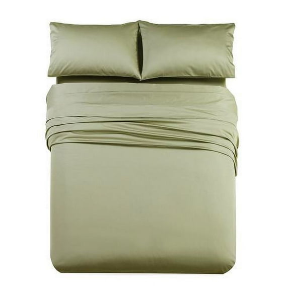 Luxury 1000 Thread Count Solid 100% Long Staple Cotton Sheets Thick Long Lasting Durable Sheet Set - Olympic Queen - Sage