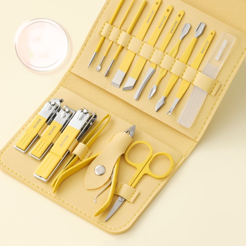 Luxury 16-Piece Stainless Steel Manicure & Pedicure Set  Premium Mens Grooming Kit with Travel Case, Nail Clippers & Sharp Scissors
