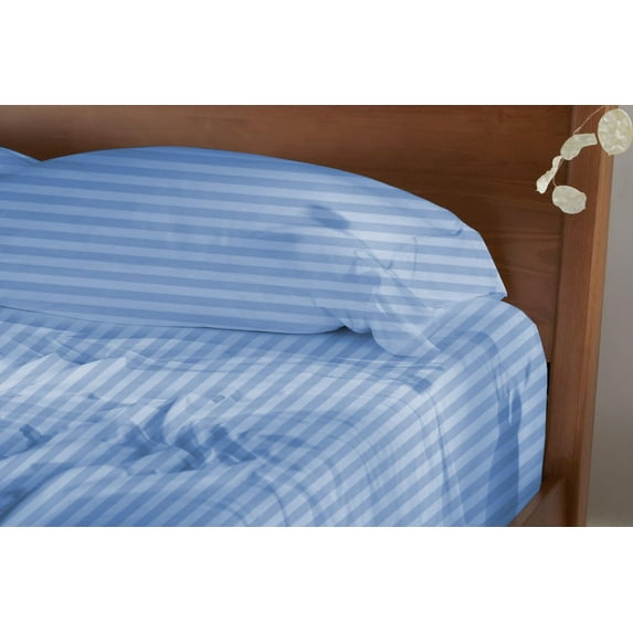 Luxury 2 Piece Pillowcase 100% Egyptian Cotton 800 Thread Count Queen Size Pillowcase (20" X 30") inches - Light Blue Stripe