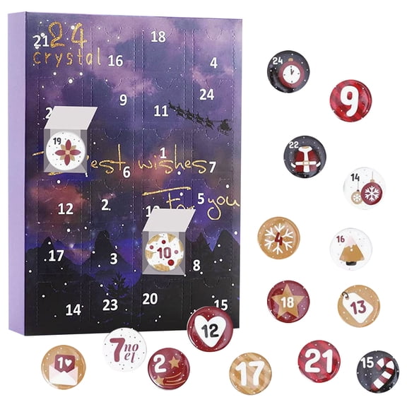 Luxury 24-Day Advent Calendar with Crystal Accents, Holiday Countdown with Surprise Gifts Inside