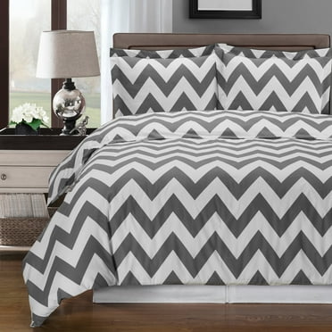 Luxury 3-Piece Chevron Reversible Printed Cotton Duvet Covers and Shams Set