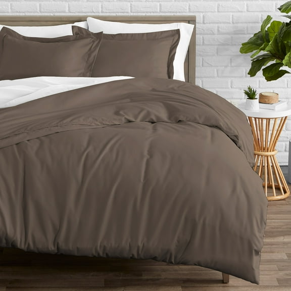 Luxury 3 Piece Duvet Insert + Duvet Cover Set - Premium 1800 Ultra-Soft Brushed Microfiber - Hypoallergenic, Easy Care, Wrinkle Resistant (Twin/Twin XL, Taupe)