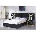 thumbnail image 1 of Luxury 3-Piece Modern Bedroom Set, California King Platform Bed with 2x Nightstand, High Gloss Finish, Black/Gold, 1 of 11