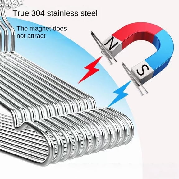 TTLanZJLSY,Luxury 304 Stainless Steel Hangers, Solid with Shoulder Grooves, Steel Core 4mm Length 17.72inchs，Pack of 5