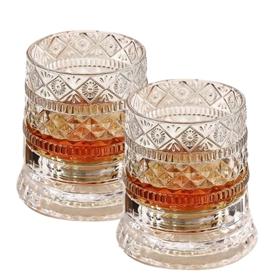 Luxury 360° Spinning Crystal Glass, Spinning Old Fashioned Tumblers with Stress-Relief Base, Unique Gifts Stuffers for Men, Husband, Dad, Father