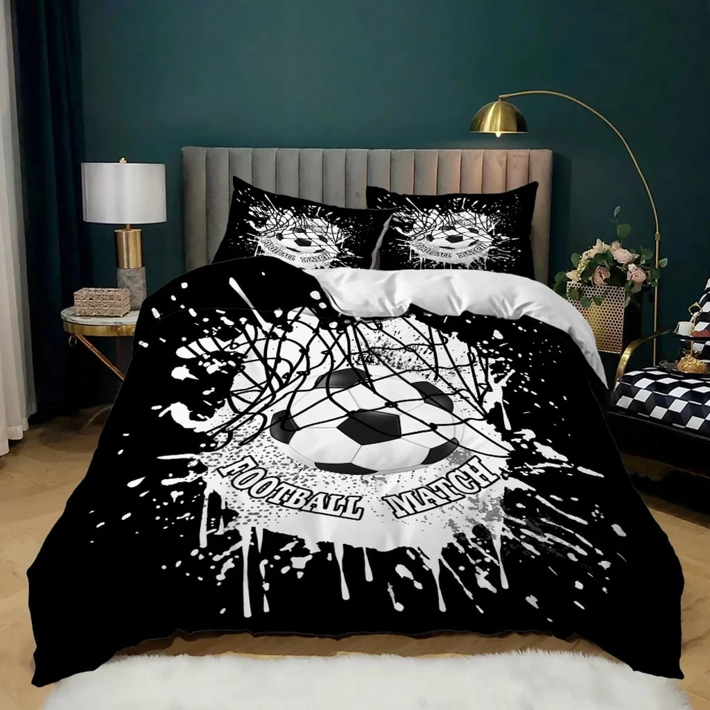 3Pcs/Set Football Printed Comforter Kids Boy Bedding Sets Men Duvet Cover Double Sheet Set