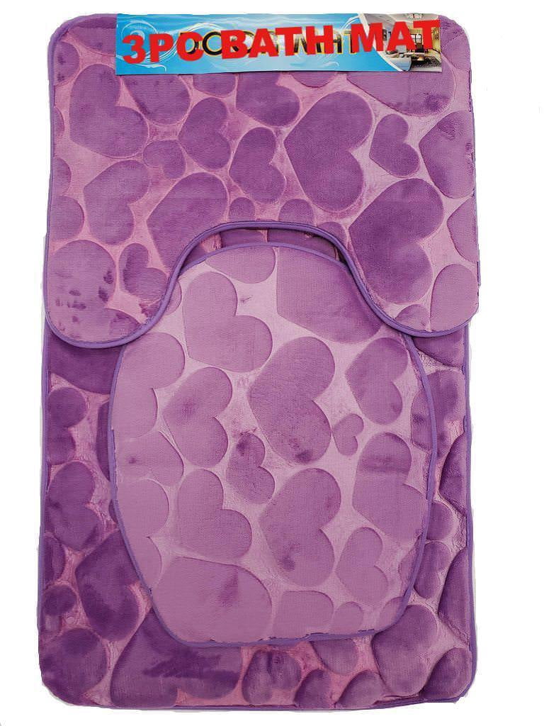 Luxury 3PC Soft Memory Foam Purple Bath Set Bath Mat Toilet Cover ...