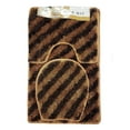 thumbnail image 1 of Luxury 3PC Soft Shaggy Brown Bath Set Bath Mat Toilet Cover Contour Striped Design, 1 of 1