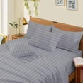 thumbnail image 1 of Luxury 4-Piece 1000 Thread Count 100% Egyptian Cotton Bed Sheets Luxury Hotel Sheets 24" Deep Pocket - Twin Size - Silver Stripe, 1 of 8