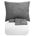 thumbnail image 1 of Luxury 4-Piece Gray Pinch Pleat Pintuck Duvet Set and White Comforter, Queen, 1 of 5