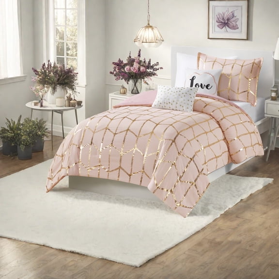 Luxury 4Piece Bedding Sets 100% Polyester Microfiber Modern Metallic Design Perfect for Bedroom Comfort