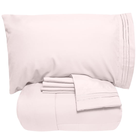 Luxury 5 Piece Bed-In-A-Bag Down Alternative Comforter & Sheet Set, Queen, Pale Pink By Sweet Home Collection