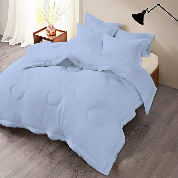Luxury 500 TC Egyptian Cotton Comforter | Round Circle Design | 300 GSM | Soft, Breathable | 1 Piece- Queen Size ( 90" x 90" ) Inches, 1pc Comforter Only, (Light Blue)