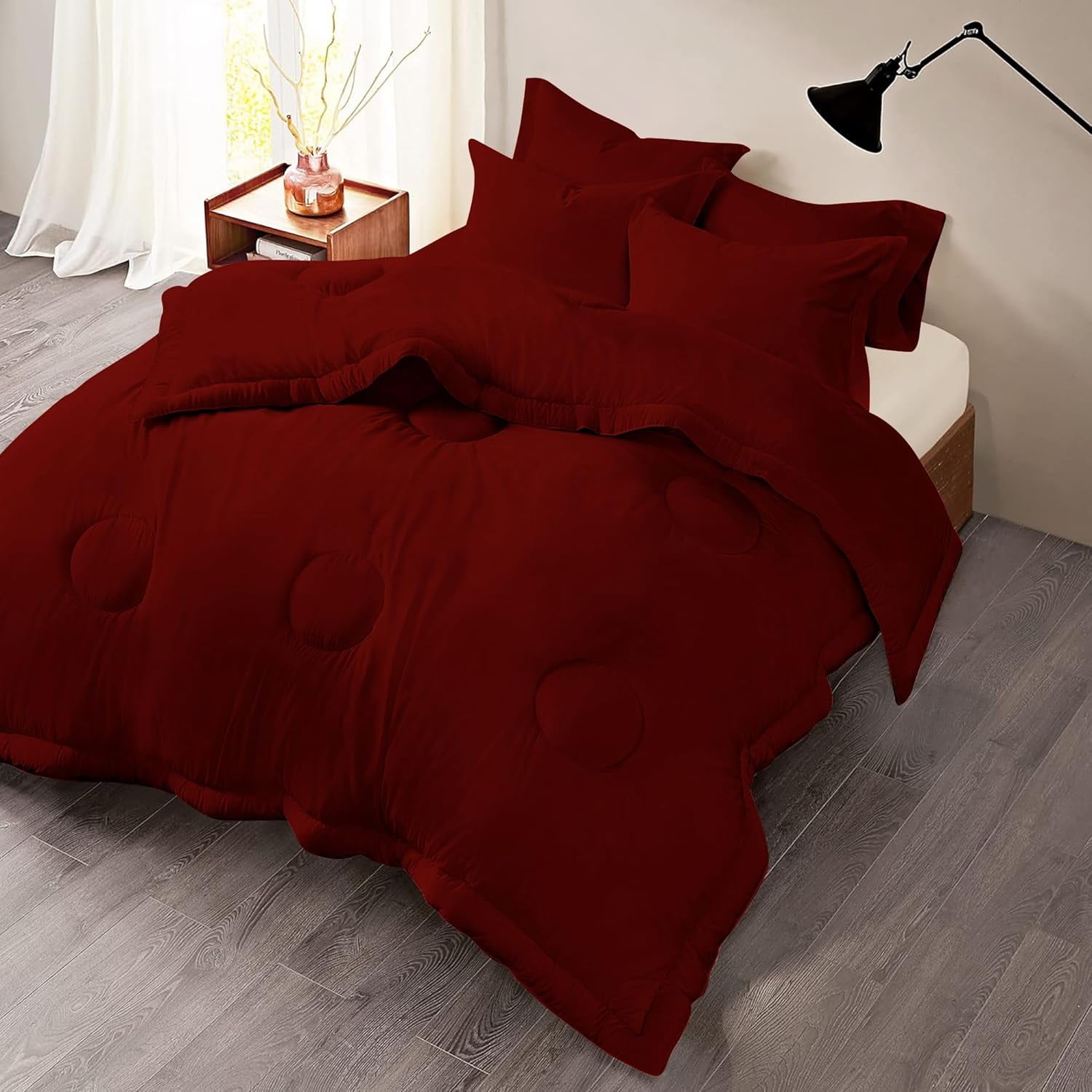 Luxury 500 TC Egyptian Cotton Comforter | Round Circle Design | 300 GSM | Soft, Breathable | 1 Piece- Wyoming King Size ( 100" x 114" ) Inches, 1pc Comforter Only, (Burgundy)