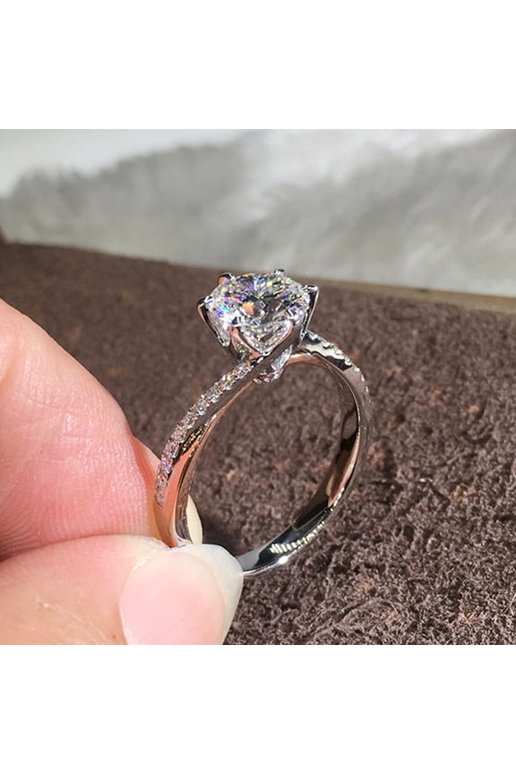 New Luxury 6 Claws Cubic Zirconia Wedding Bands Women's Rings Simple and Elegant Design Engage Proposal Rings Fashion Jewelry