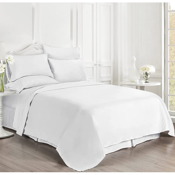 Luxury 6 Piece Bed Sheet Set - 100% Egyptian Cotton - 400 Thread Count - Extra Soft and Luxury 10" Deep Pocket, Cool and Breathable, Twin Size - White Solid.