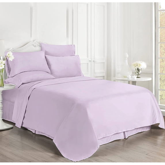Luxury 6 Piece Bed Sheet Set - 100% Egyptian Cotton - 400 Thread Count - Extra Soft and Luxury 12" Deep Pocket, Cool and Breathable, Twin XXL Size - Lavender Solid.