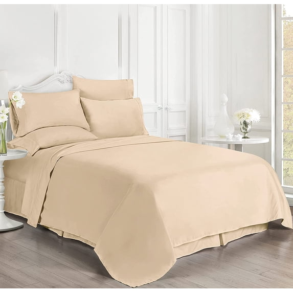 Luxury 6 Piece Bed Sheet Set - 100% Egyptian Cotton - 400 Thread Count - Extra Soft and Luxury 15" Deep Pocket, Cool and Breathable, Full Size - Taupe Solid.