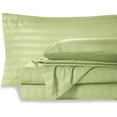 thumbnail image 1 of Luxury 6 Piece Bed Sheet Set, 300 Thread Count, 15" Deep Pocket, 100% Egyptian Cotton, Cool and Extra Soft - Sage Stripe, Full Size., 1 of 7