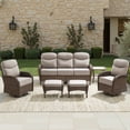 thumbnail image 1 of Luxury 6 Piece Patio Furniture Sets Outdoor Wicker Rattan Conversation Sofa Rocking Swivel Chairs Set with 6" Thick Cushions, Ottomans and Coffee Table for Backyard Balcony Garden, Beige, 1 of 15