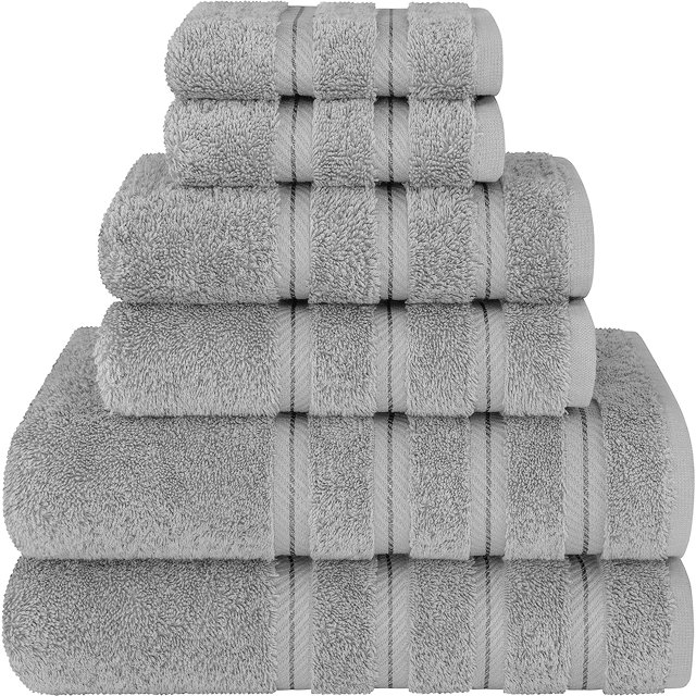 Luxury 6 Piece Towel Set, 2 Bath Towels 2 Hand Towels 2 Washcloths, 100