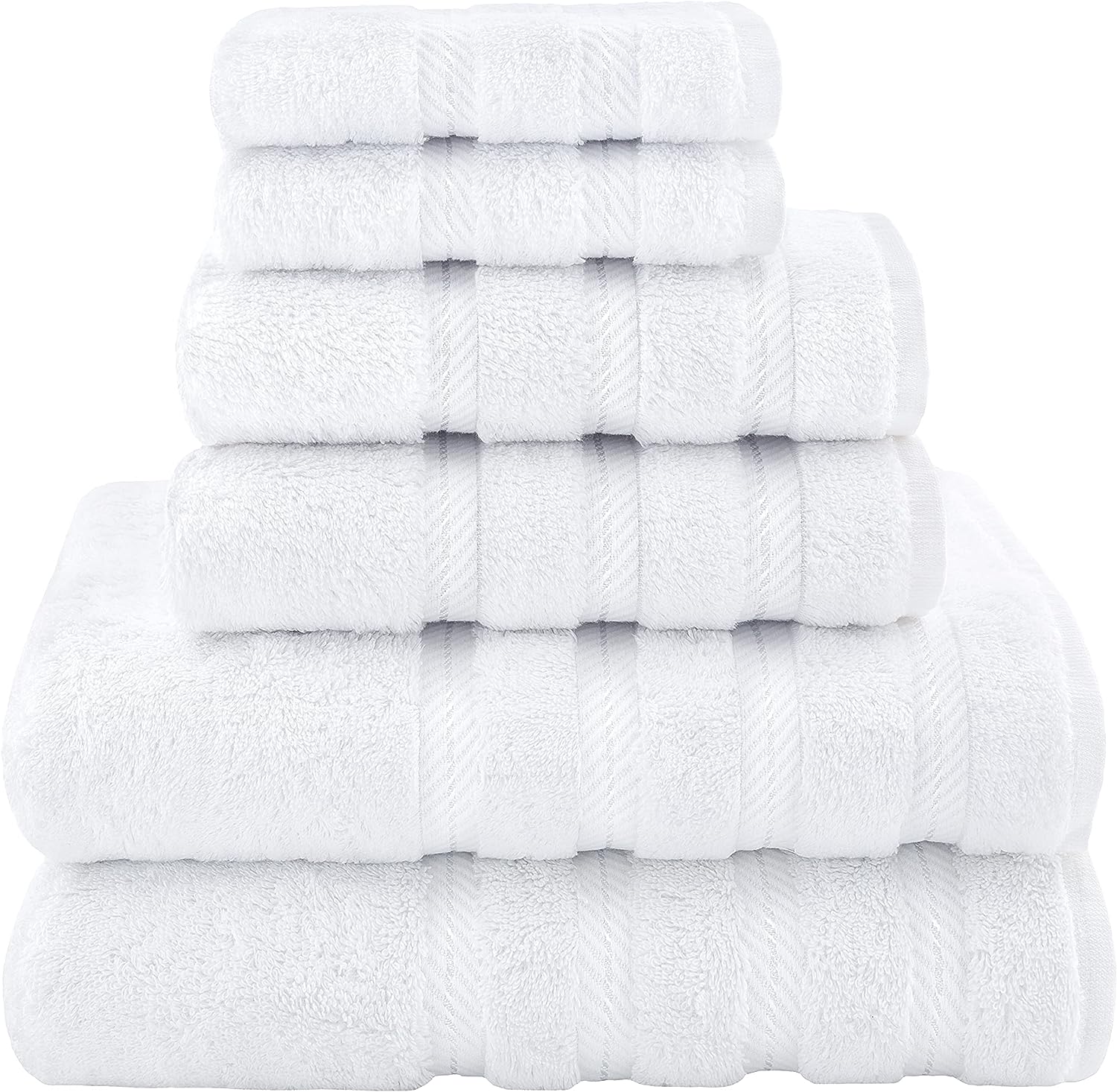 Luxury 6 Piece Hotel Towel Set, 2 Bath Towels, 2 Hand Towels, 2