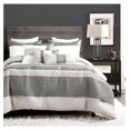 thumbnail image 1 of Luxury 7 Piece Full/Queen Comforter Set with Shams Cushions, Modern Bright Gray Light Ivory White Artistic Stripe Check Pleated Alt-Down Embro, Bed Cover Bed in a Bag(22201V, Khiana,F/Q), 1 of 4