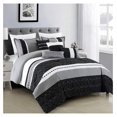 thumbnail image 1 of Luxury 7 Piece King/Cal King Comforter Set with Shams Cushions, Modern Gray Black White Geometrically-Striped Modern Pattern, Bed Cover Bed in a Bag, (22057, K., Black), 1 of 4