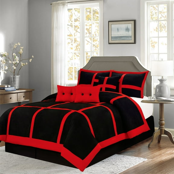 Luxury 7-Piece Soft Suede Comforter Set - 5 Different DESIGNS - Full/Queen/King/California King