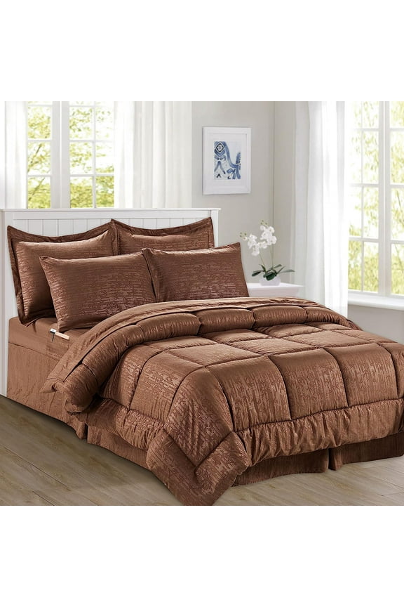 California King Bed Comforter Set - Soft Brushed 8-Piece Bedding with Storage Pockets