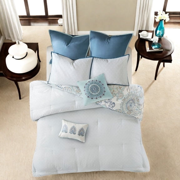 Luxury 8Piece Cotton Bedding Sets Floral Reversible Design for Cal King