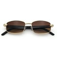 thumbnail image 1 of Luxury 90s Gangster Narrow Rectangle Jaguar Head Hinge Sunglasses Gold - Brown, 1 of 8