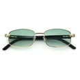 thumbnail image 1 of Luxury 90s Gangster Narrow Rectangle Jaguar Head Hinge Sunglasses Gold - Green, 1 of 8