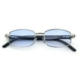 thumbnail image 1 of Luxury 90s Gangster Narrow Rectangle Jaguar Head Hinge Sunglasses Silver - Blue, 1 of 8