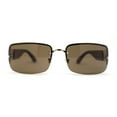 thumbnail image 1 of Luxury 90s' Rimless Thin Metal Rectangular Fashion Sunglasses Gold Solid Brown, 1 of 4