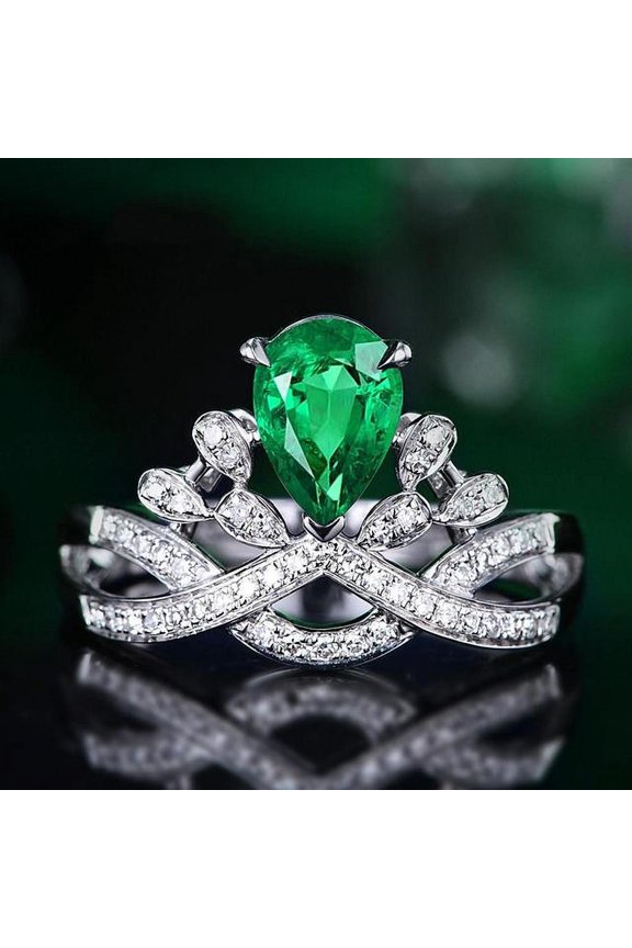 Luxury AAA Zircon Diamonds Gemstones Crown Rings For Women Sapphire Emerald Ruby Crystal White Gold Jewelry Bijoux Gifts