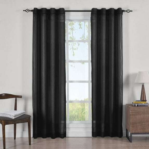 Luxury Abri Grommet Crushed Sheer Curtain Panels (Set of 2)