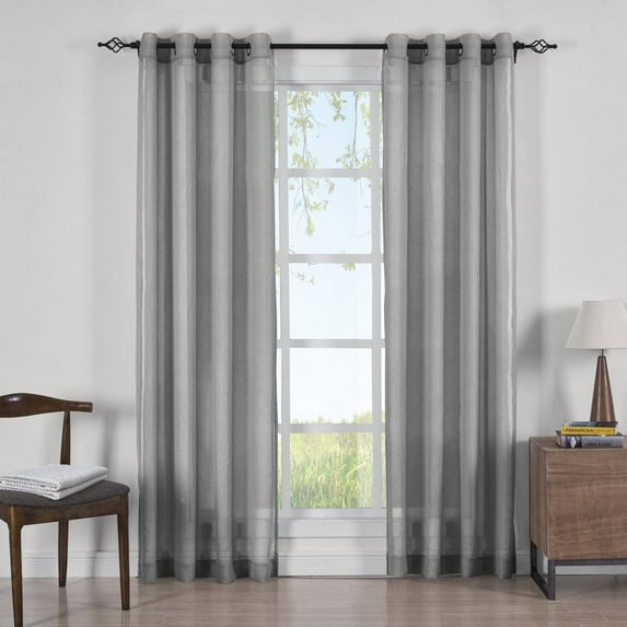 Luxury Abri Grommet Crushed Sheer Curtain Panels (Set of 2)