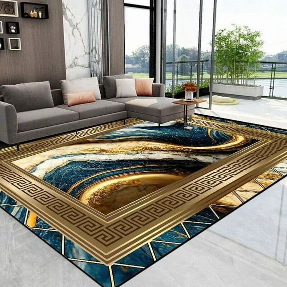 Luxury Abstract Carpet Living Room Gold Decoration Large Area Rugs Hotel Hall Sofa Side Floor Mat alfombra para sala tapis salon