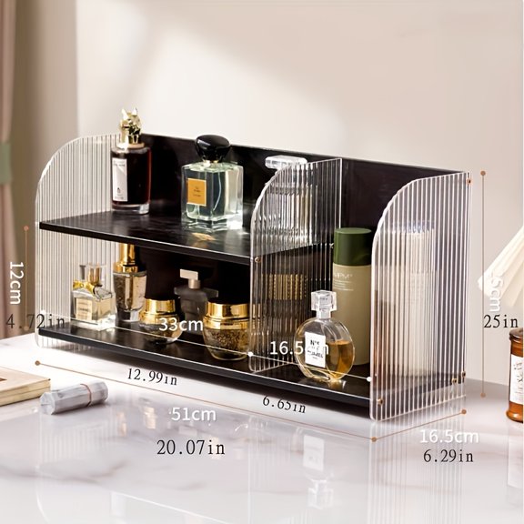 Luxury Acrylic Cosmetic Storage Box, Multi-Tier Desktop Organizer, Compact Dressing Table Shelf for Bathroom, Bedroom & Dorm, Ideal for Home Decor & Organization