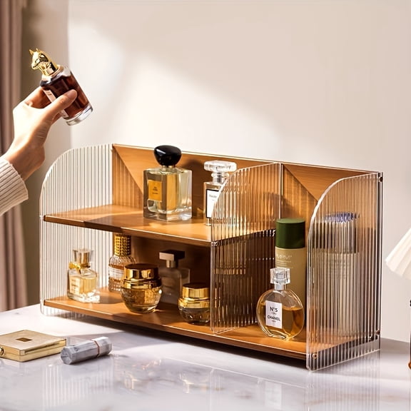 Luxury Acrylic Cosmetic Storage Box | Spacious Dressing Table Storage Stand with Multiple Tiers, Compact Desktop Organizer Shelf, Perfect for Bathroom, Bedroom, Dorm Room Organization,
