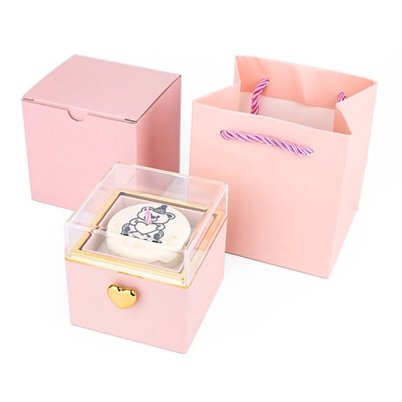 Luxury Acrylic Keepsake ring Box - Flips from Birthday Cake Decor to Jewelry Storage - Includes Real Candles & Surprise Opening Effect - Unique Gift for Women/Mom/Wife，ring box wedding day，