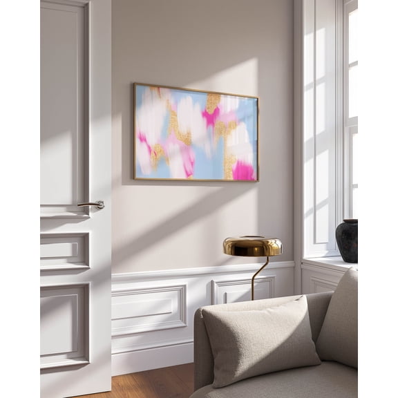 Luxury Apartment Blue and Hot Pink Classy Fancy Wall Decor, Stretched Canvas 8x10in