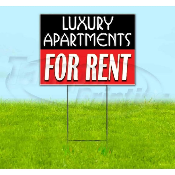Luxury Apartments For Rent (18" x 24") Yard Sign, Includes Metal Step Stake