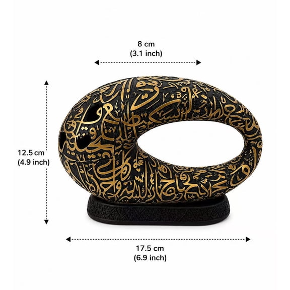 Luxury Arabic Bakhoor Incense Burner with Metal Charcoal Bowl, Black & Gold Decorative Mabkhara