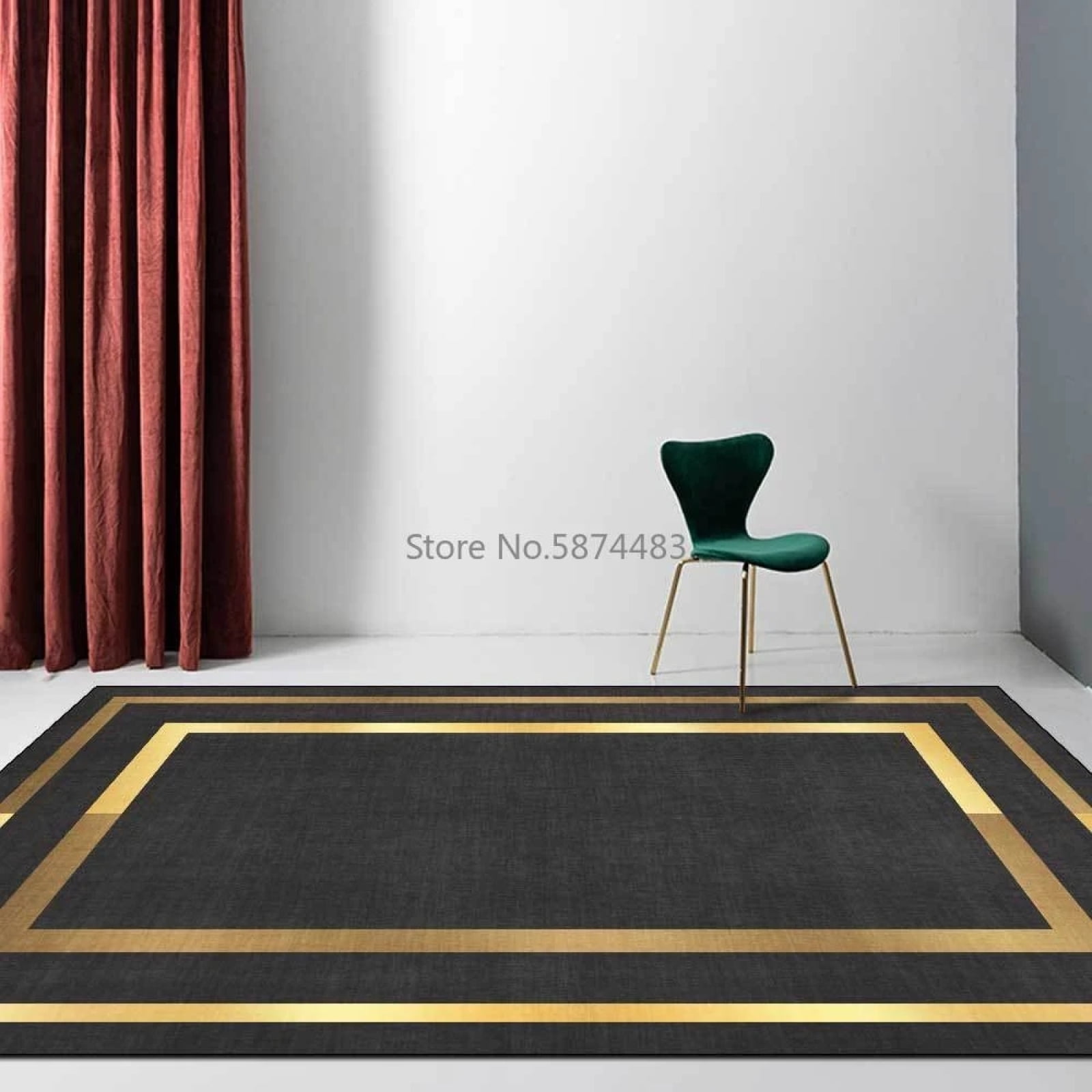 Senter Rug Luxury Area Rug For Living Dinning Room Black Gold Glitter Marble ...